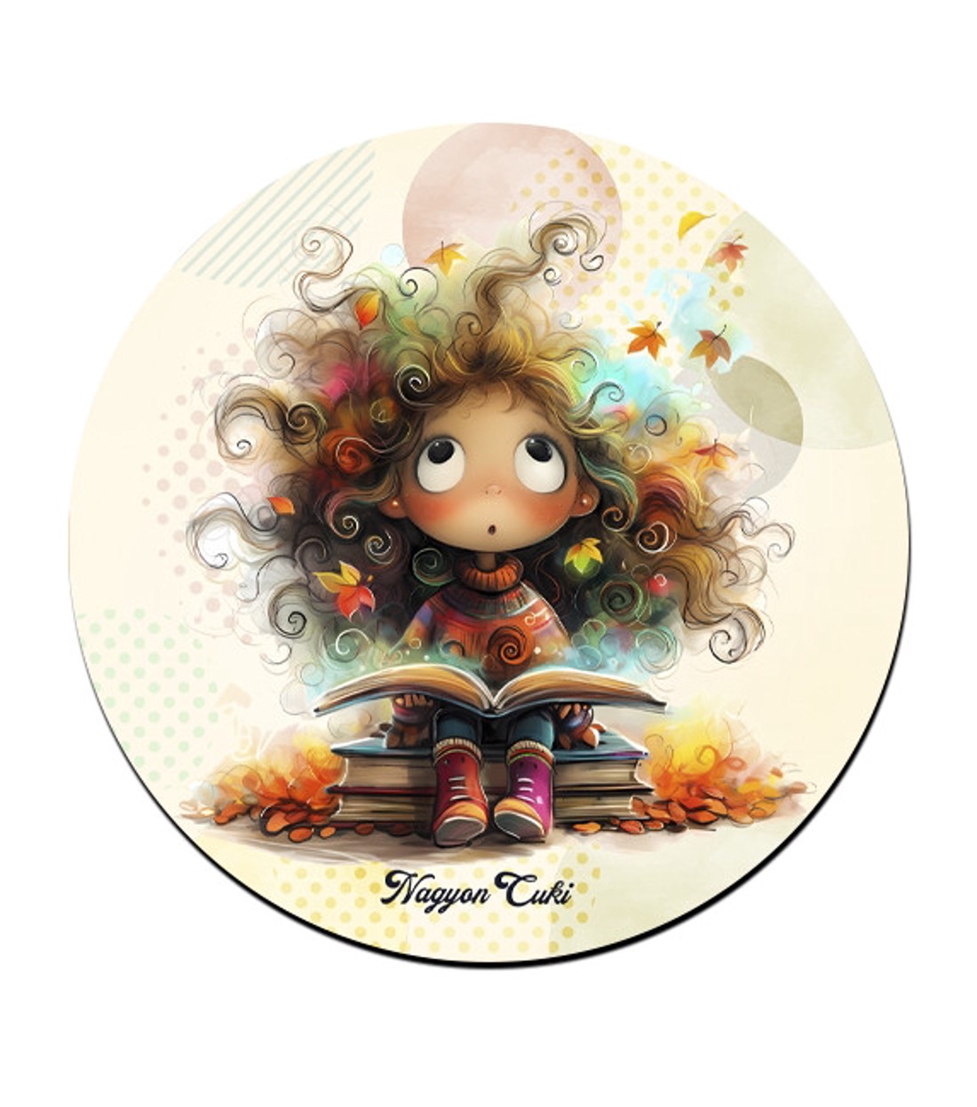 Álmodó őszi Könyvmoly lány pohár alátét -  - Meska.hu