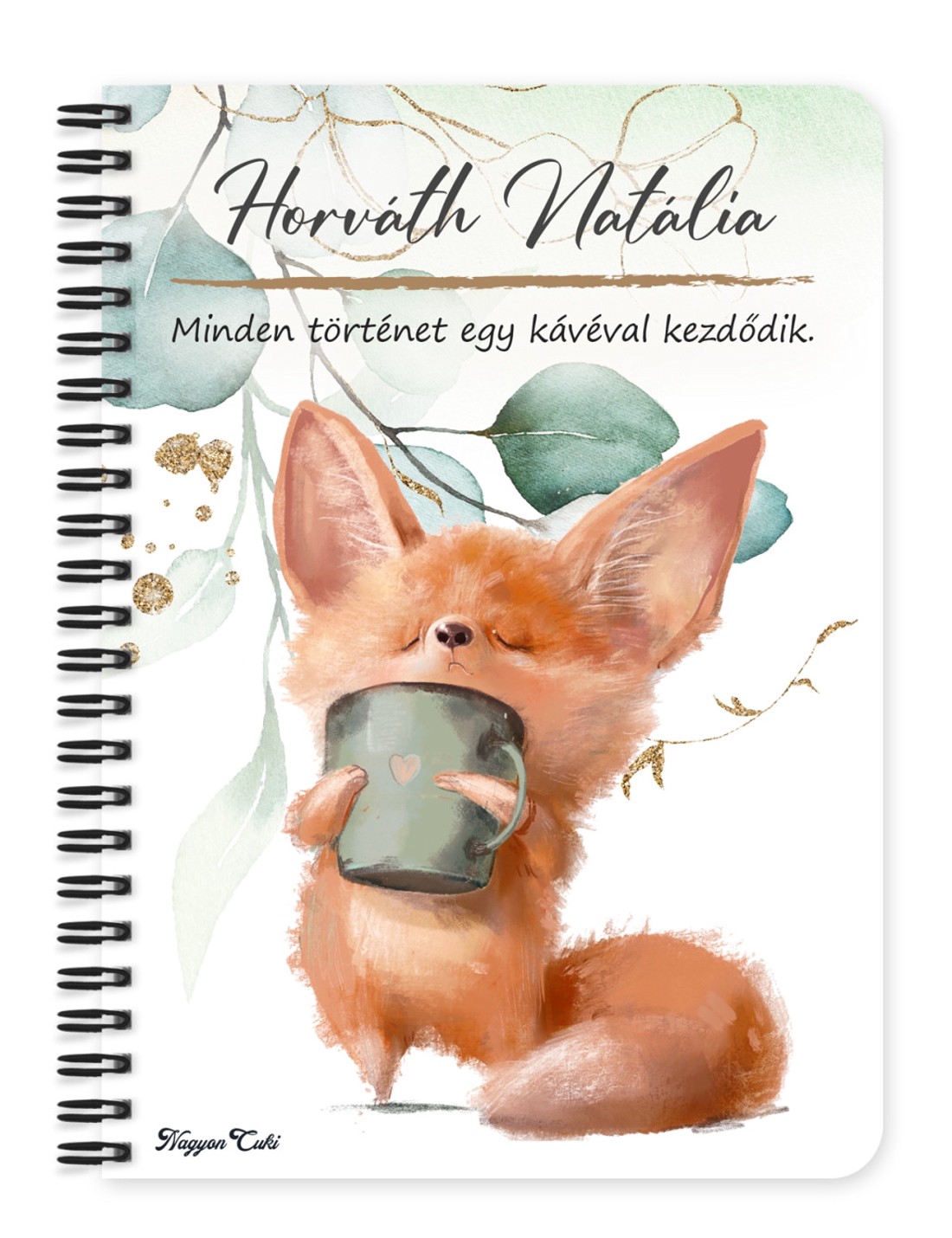 Személyre szabható - Fox Coffee mintás A5-ös füzet - otthon & életmód - papír, írószer - jegyzetfüzet & napló - Meska.hu