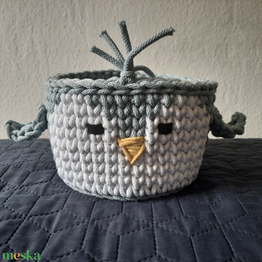 Pingvin mintás tároló  - baba - mama - babaszobabútor - játéktároló - Meska.hu