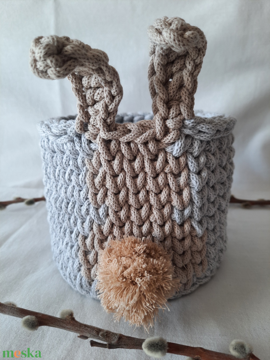 Nyuszi mintás tároló  - baba - mama - babaszobabútor - játéktároló - Meska.hu