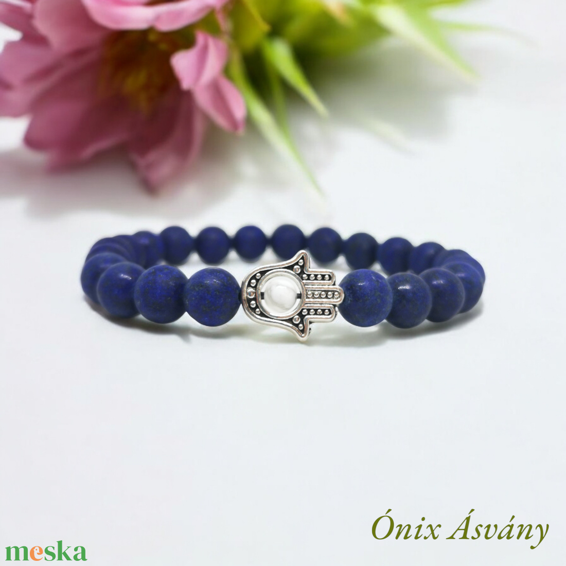 Védelmező Hamsa kezes matt lapis lazuli ásvány karkötő - ékszer - karkötő - karkötő medállal - Meska.hu Védelmező Hamsa kezes matt lapis lazuli ásvány karkötő - ékszer - karkötő - karkötő medállal - Meska.hu