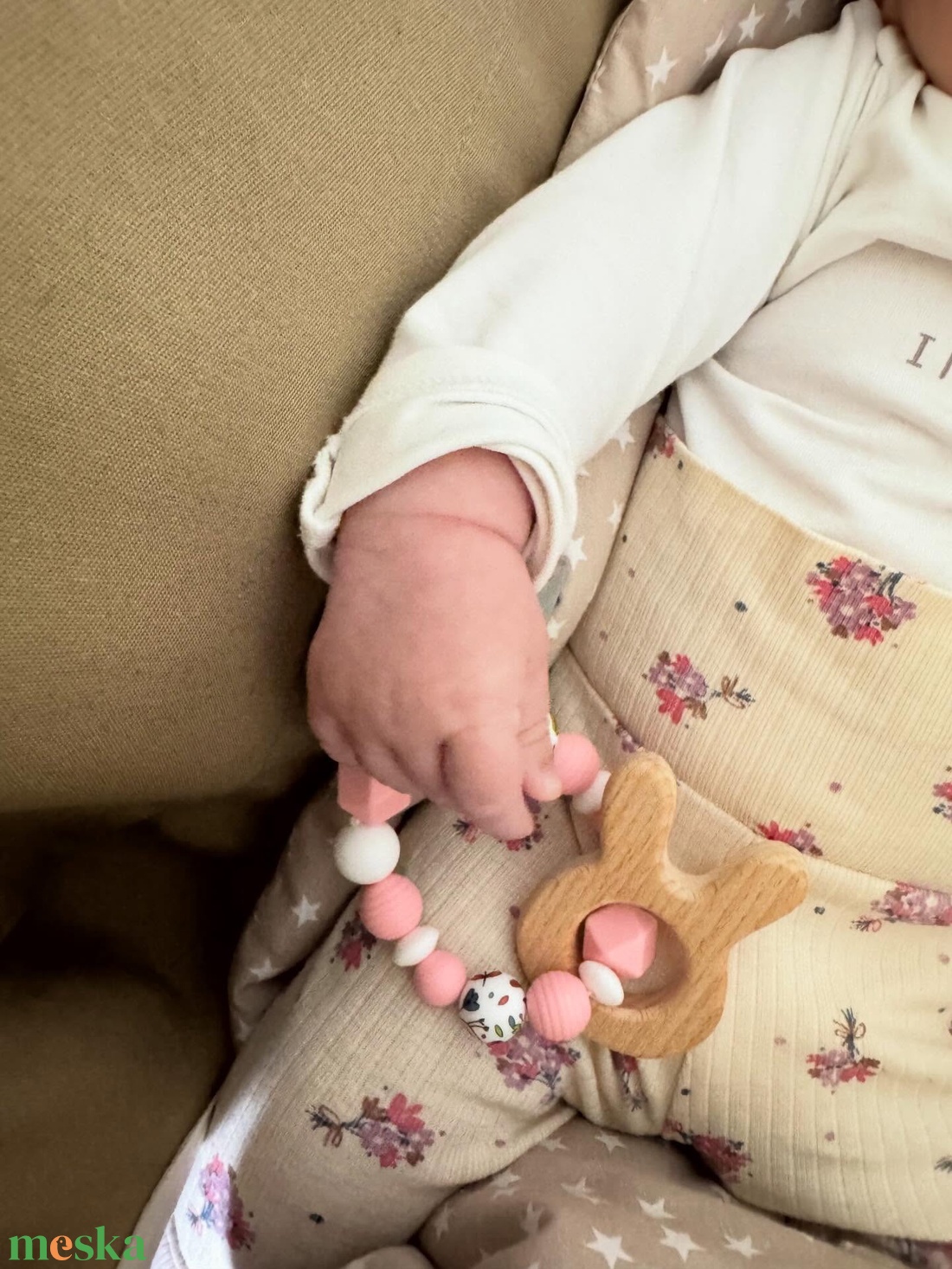 Virágos cumilánc és nyuszis rágóka - baba - mama - baba játékok - rágcsalánc - Meska.hu