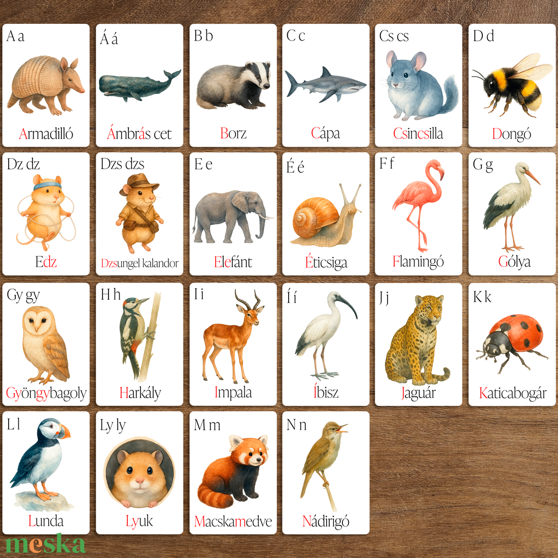 Állatos ABC kártyák - művészet - grafika & illusztráció - digitális - Meska.hu