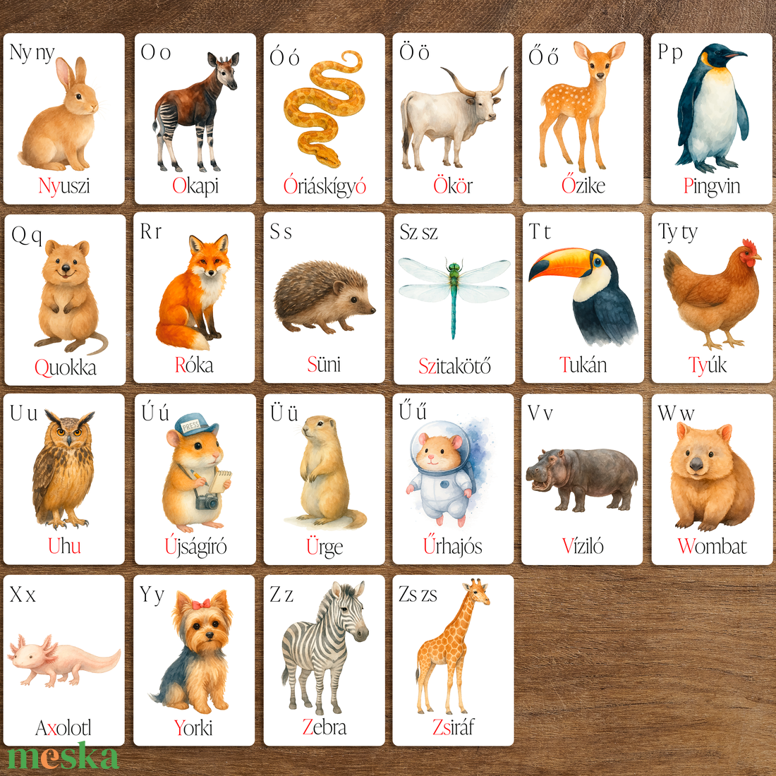 Állatos ABC kártyák - művészet - grafika & illusztráció - digitális - Meska.hu