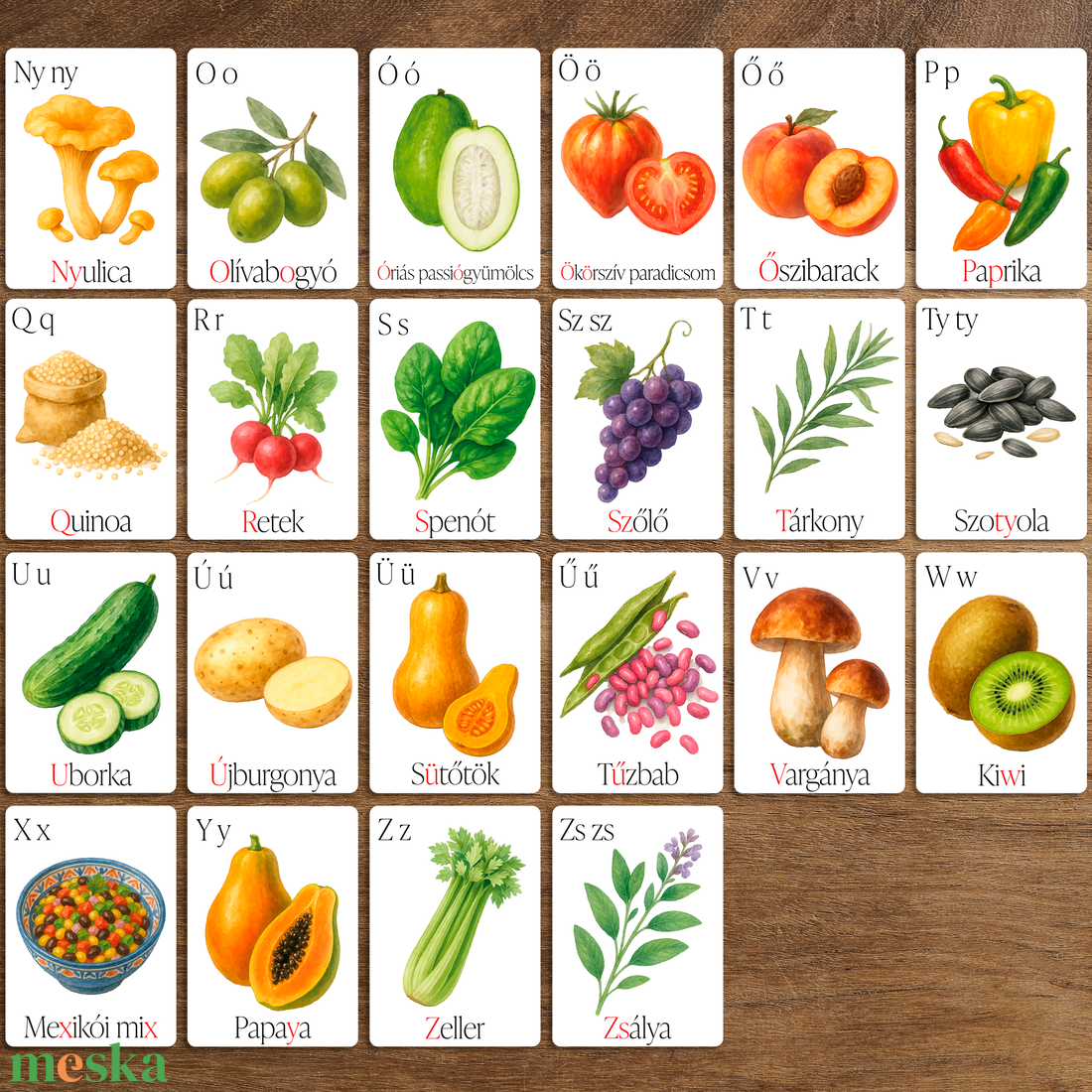 Ételek ABC kártyák - művészet - grafika & illusztráció - digitális - Meska.hu