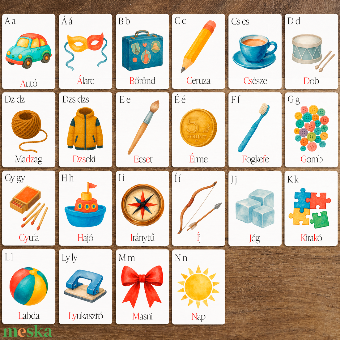 Tárgyak ABC kártyák - művészet - grafika & illusztráció - digitális - Meska.hu