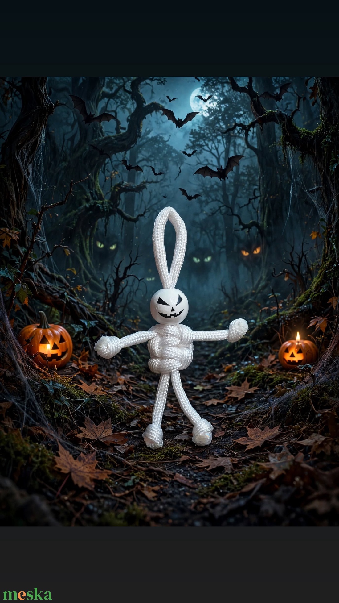 Kísértet � pajti � - fehér zsinór és festett fagolyó  - otthon & életmód - dekoráció - halloween - halloweeni figurák - Meska.hu