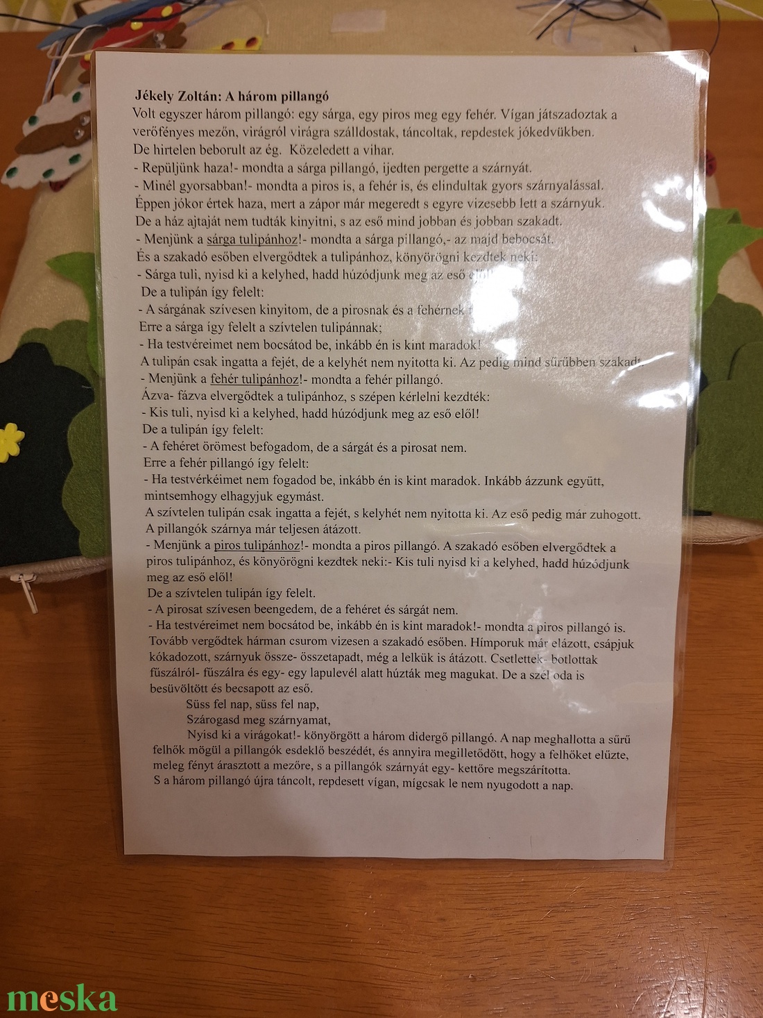 Mesepárna - A három pillangó - játék & sport - bábok - báb készlet - Meska.hu Mesepárna - A három pillangó - játék & sport - bábok - báb készlet - Meska.hu