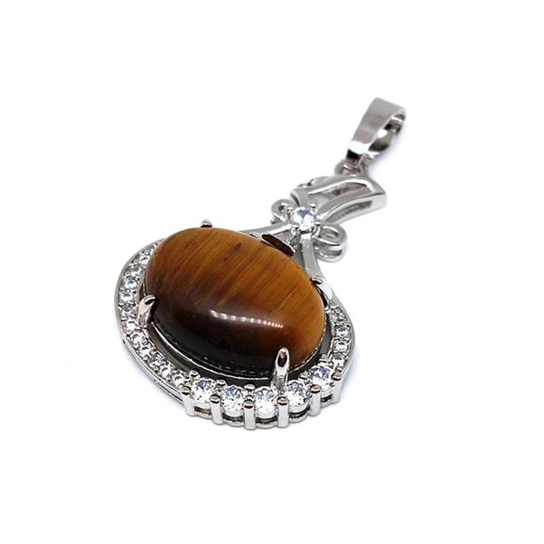 Ovális medál fém str Tigrisszem 2,5x3cm - ékszer - nyaklánc - medál - Meska.hu