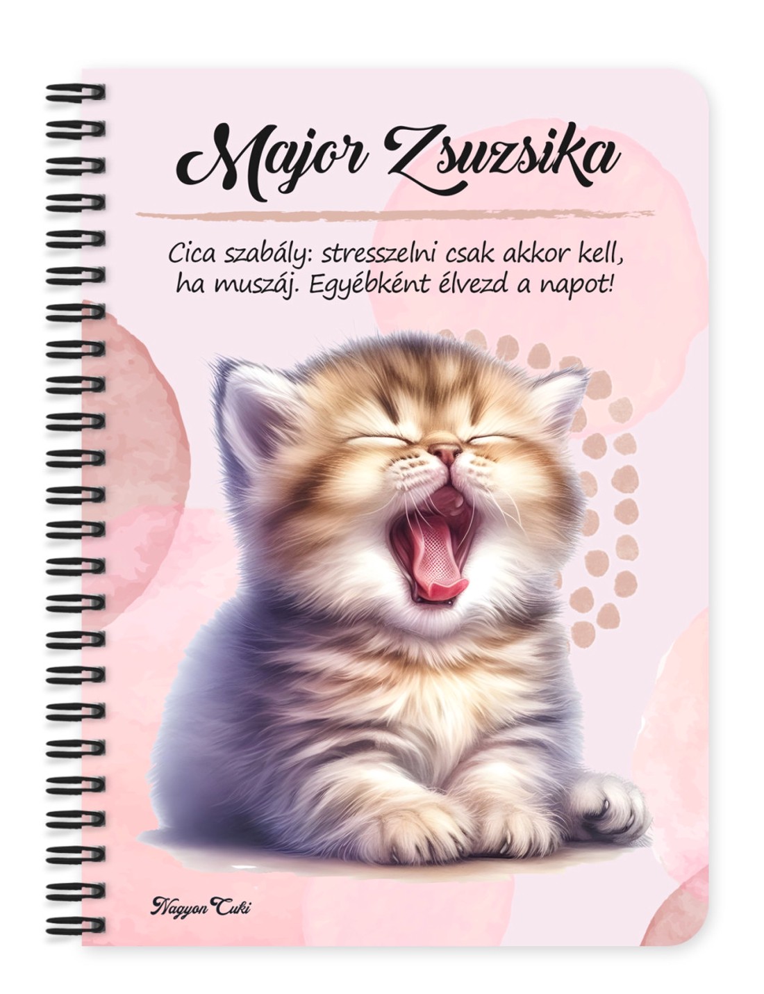 Személyre szabható - Ásító cuki cicus mintás A5-ös füzet - otthon & életmód - papír, írószer - jegyzetfüzet & napló - Meska.hu