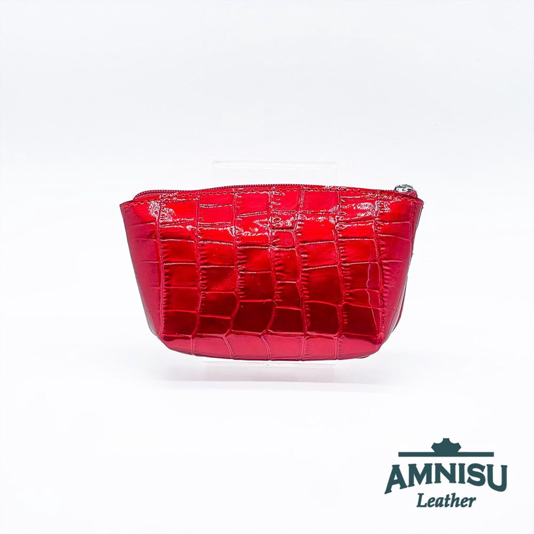 Meggy piros lakk krokkómintás egy cipzáras egyenes swarovski köves kulcstartó E5023 -  - Meska.hu