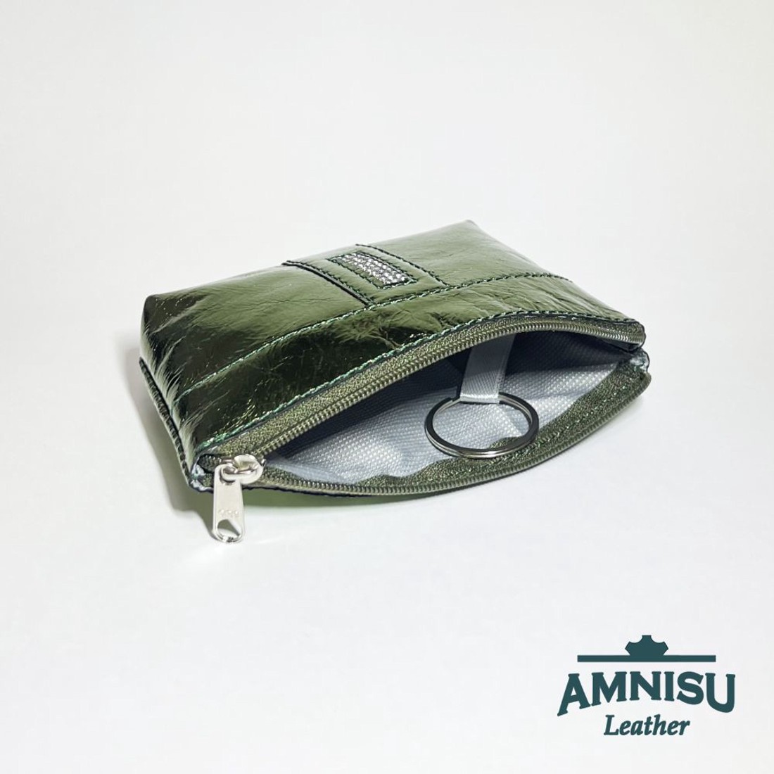 Metál zöld egy cipzáras egyenes kristály köves kulcstartó E7008 - táska & tok - kulcstartó & táskadísz - kulcstartó - Meska.hu