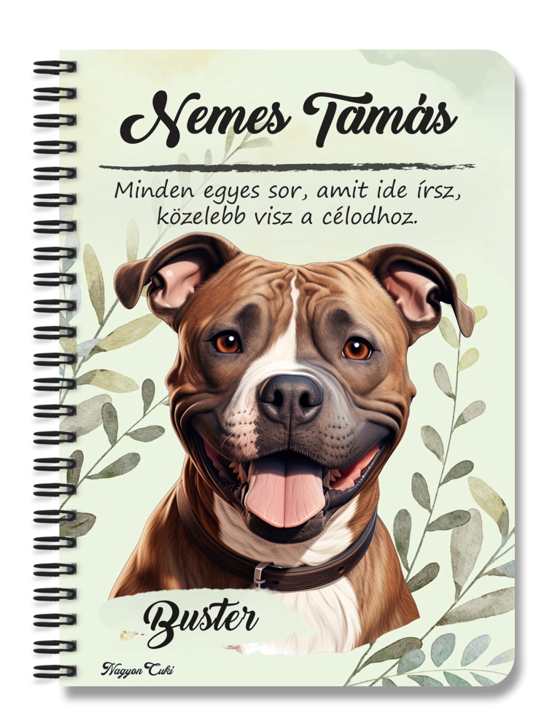 Személyre szabható - Staffordshire terrier portré mintás A5-ös füzet - otthon & életmód - papír, írószer - jegyzetfüzet & napló - Meska.hu