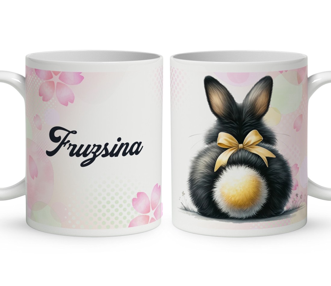 Névvel kérhető - Fekete Nyuszi popsi mintás bögre - otthon & életmód - konyhafelszerelés, tálalás - tálalás - bögre & csésze - Meska.hu