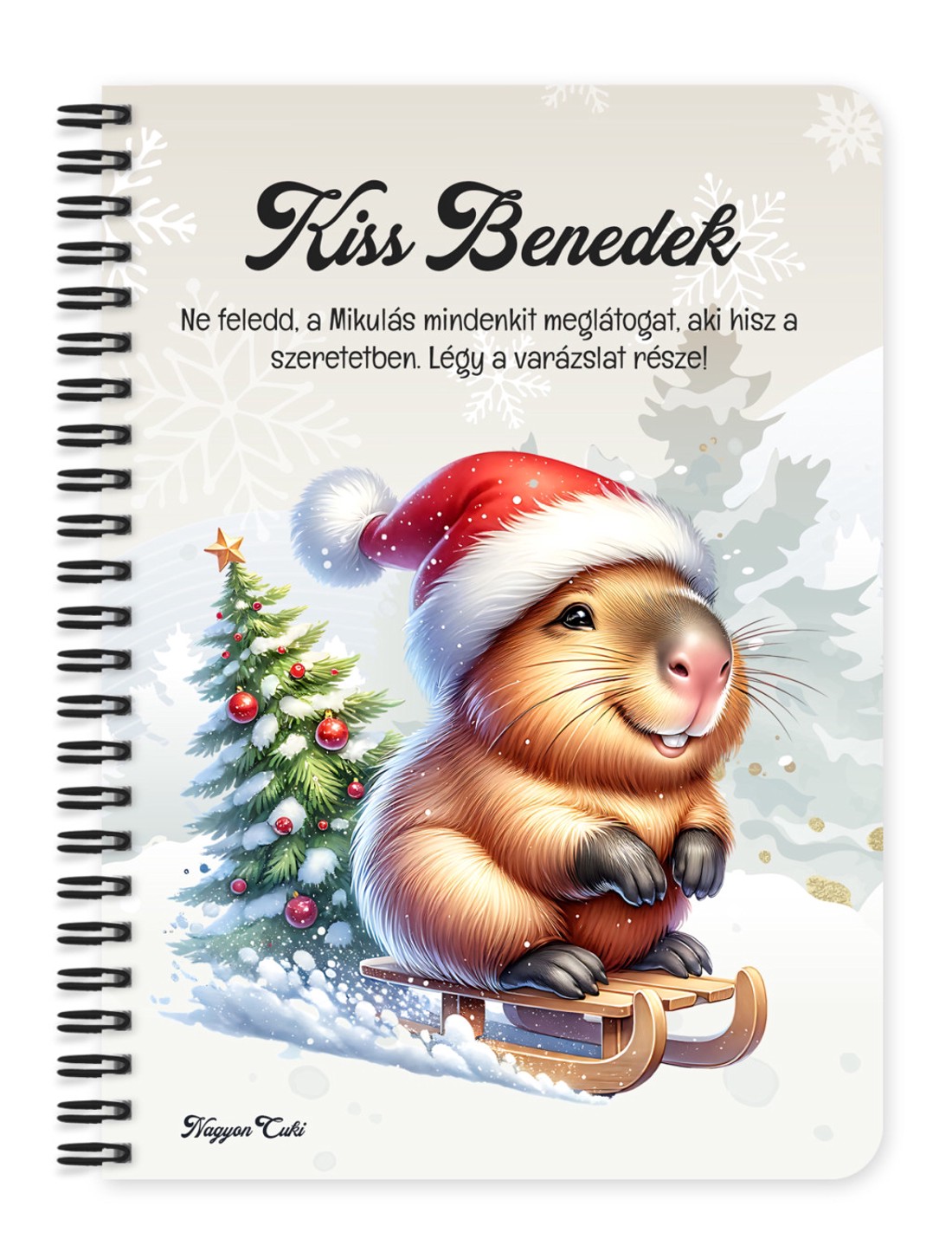 Személyre szabható - Vidám szánkós capybara mintás A5-ös füzet - otthon & életmód - papír, írószer - jegyzetfüzet & napló - Meska.hu