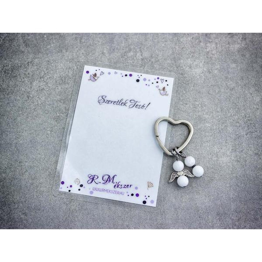 Szeretlek Tesó kulcstartó tejkvarccal - táska & tok - kulcstartó & táskadísz - kulcstartó - Meska.hu