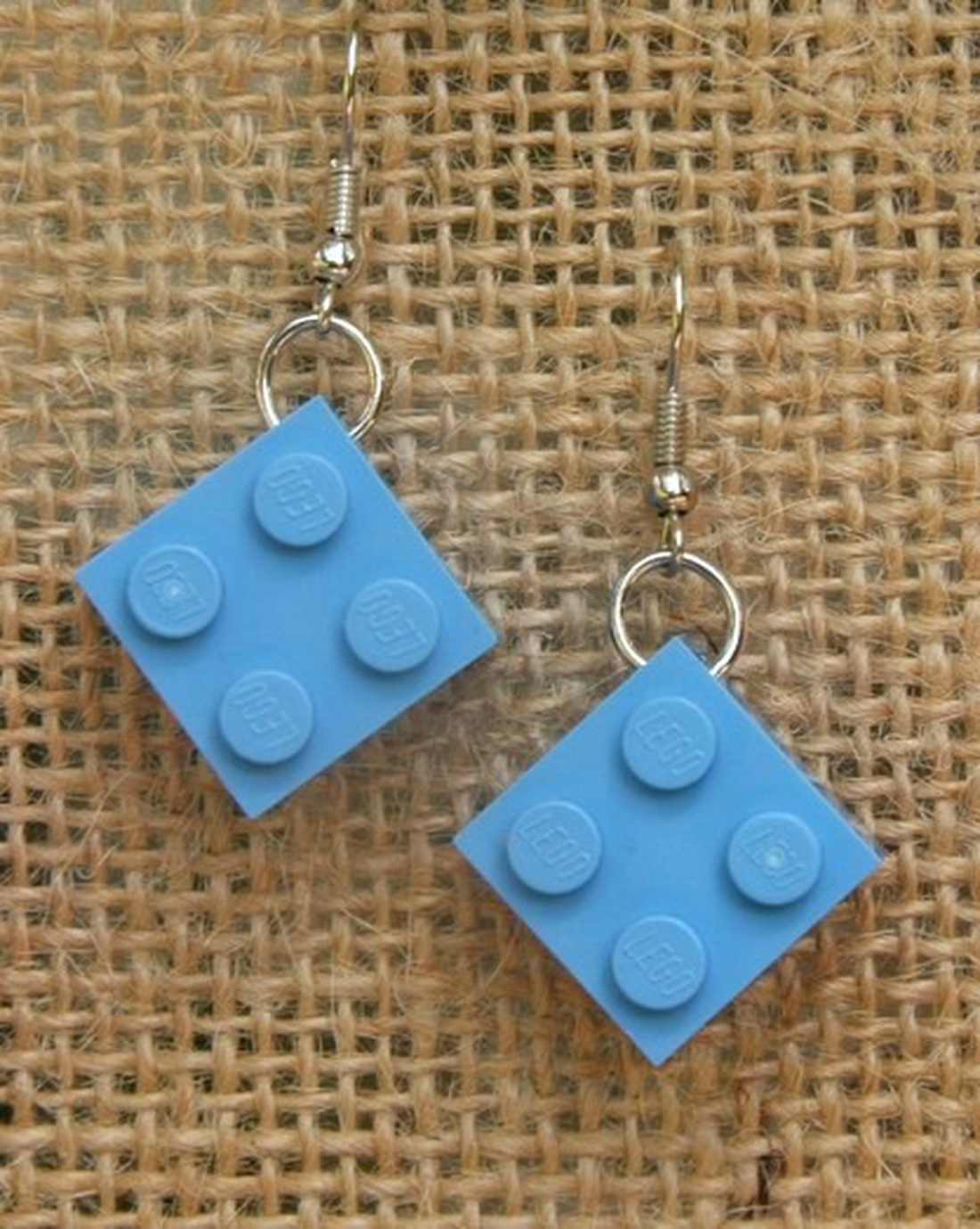 LEGO kocka fülbevaló világoskék -  - Meska.hu