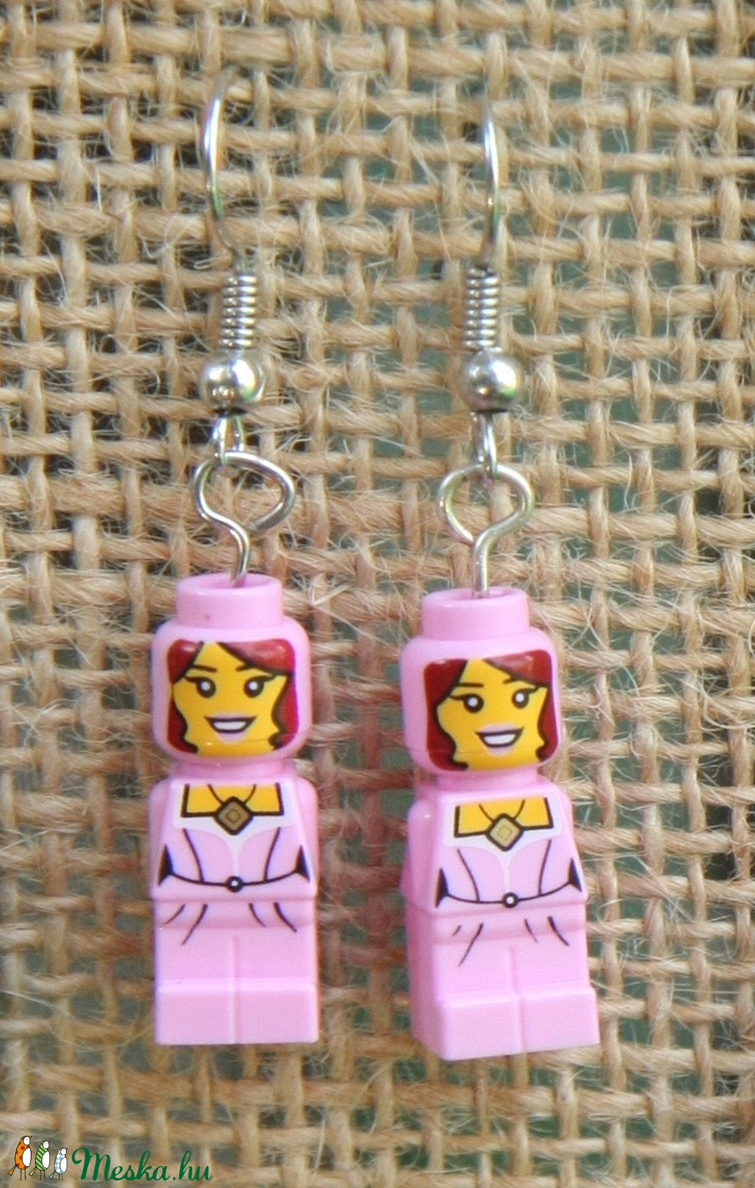 Lego rózsaszín lány bábu fülbevaló -  - Meska.hu