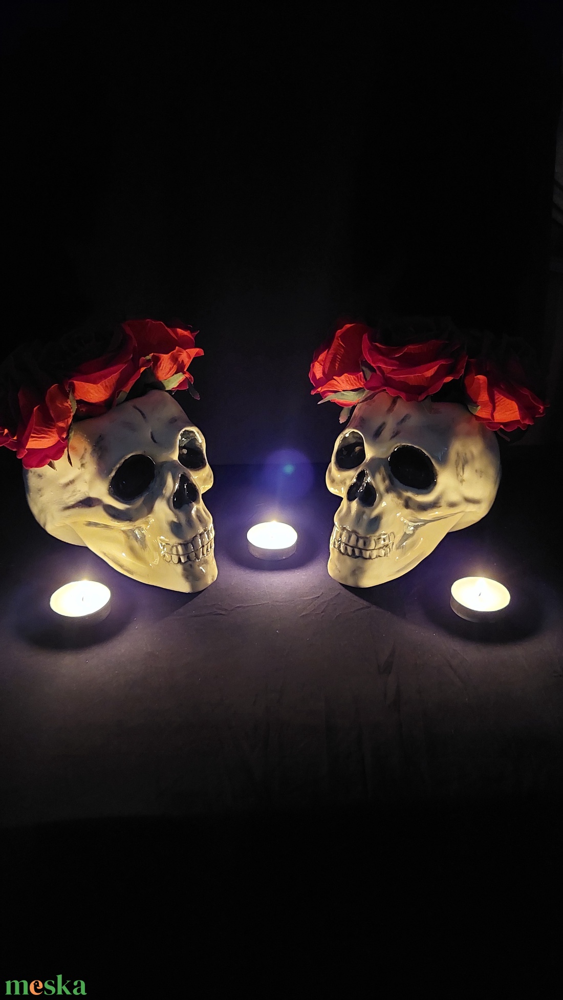 Kerámia koponyák (Halloween) - otthon & életmód - dekoráció - halloween - halloweeni asztaldísz - Meska.hu
