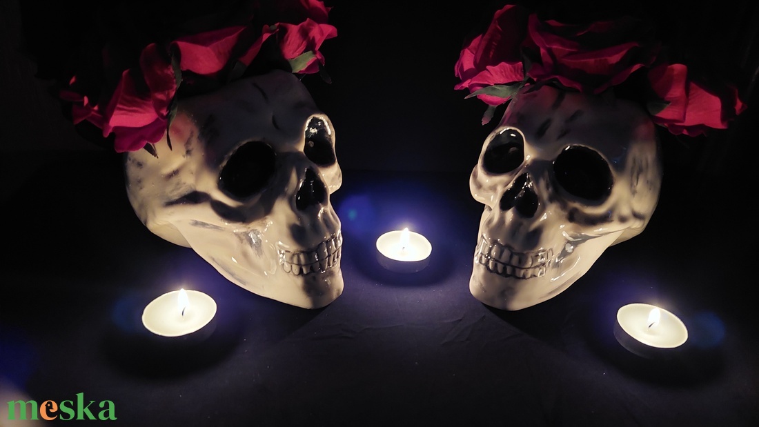 Kerámia koponyák (Halloween) - otthon & életmód - dekoráció - halloween - halloweeni asztaldísz - Meska.hu
