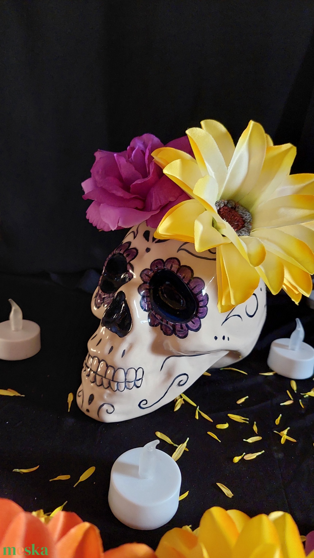 Kerámia koponya (Mexikói cukor koponya) - otthon & életmód - dekoráció - halloween - halloweeni asztaldísz - Meska.hu