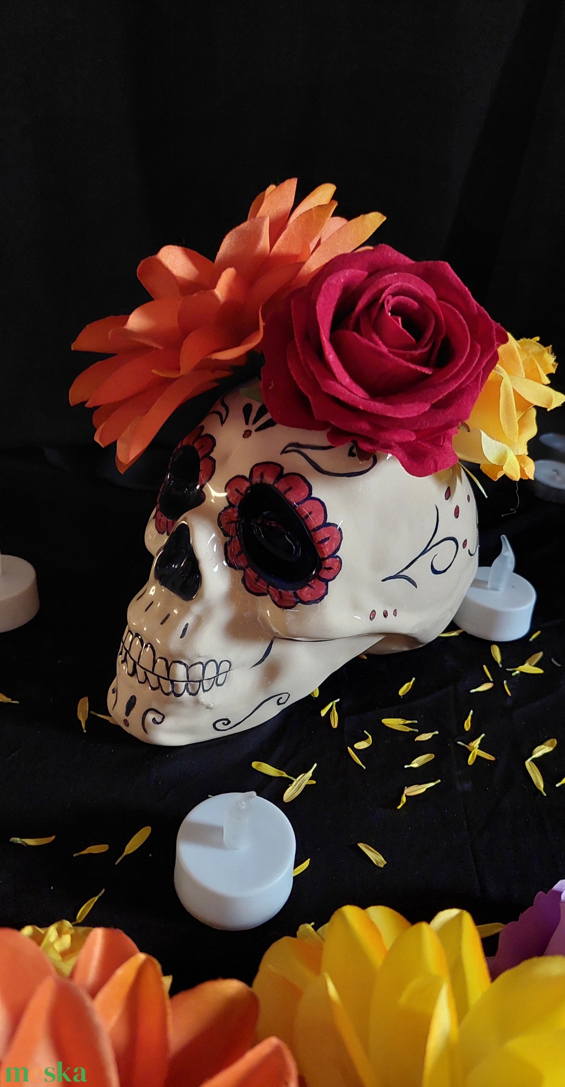 Kerámia koponya (Mexikói cukor koponya) - otthon & életmód - dekoráció - halloween - halloweeni asztaldísz - Meska.hu