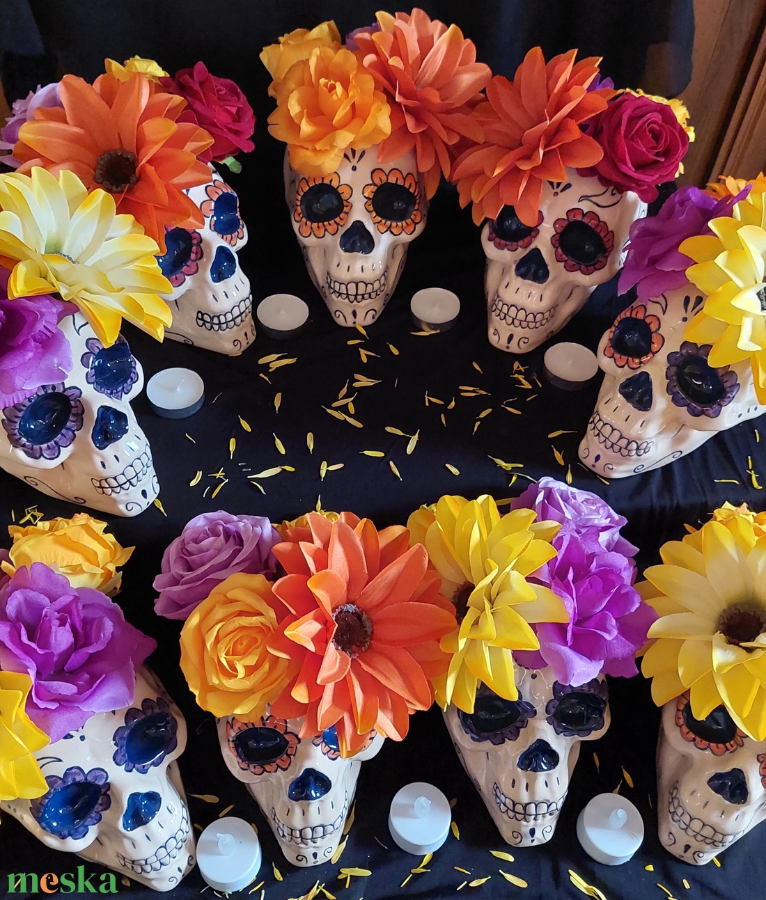 Kerámia koponya (Mexikói cukor koponya) - otthon & életmód - dekoráció - halloween - halloweeni asztaldísz - Meska.hu