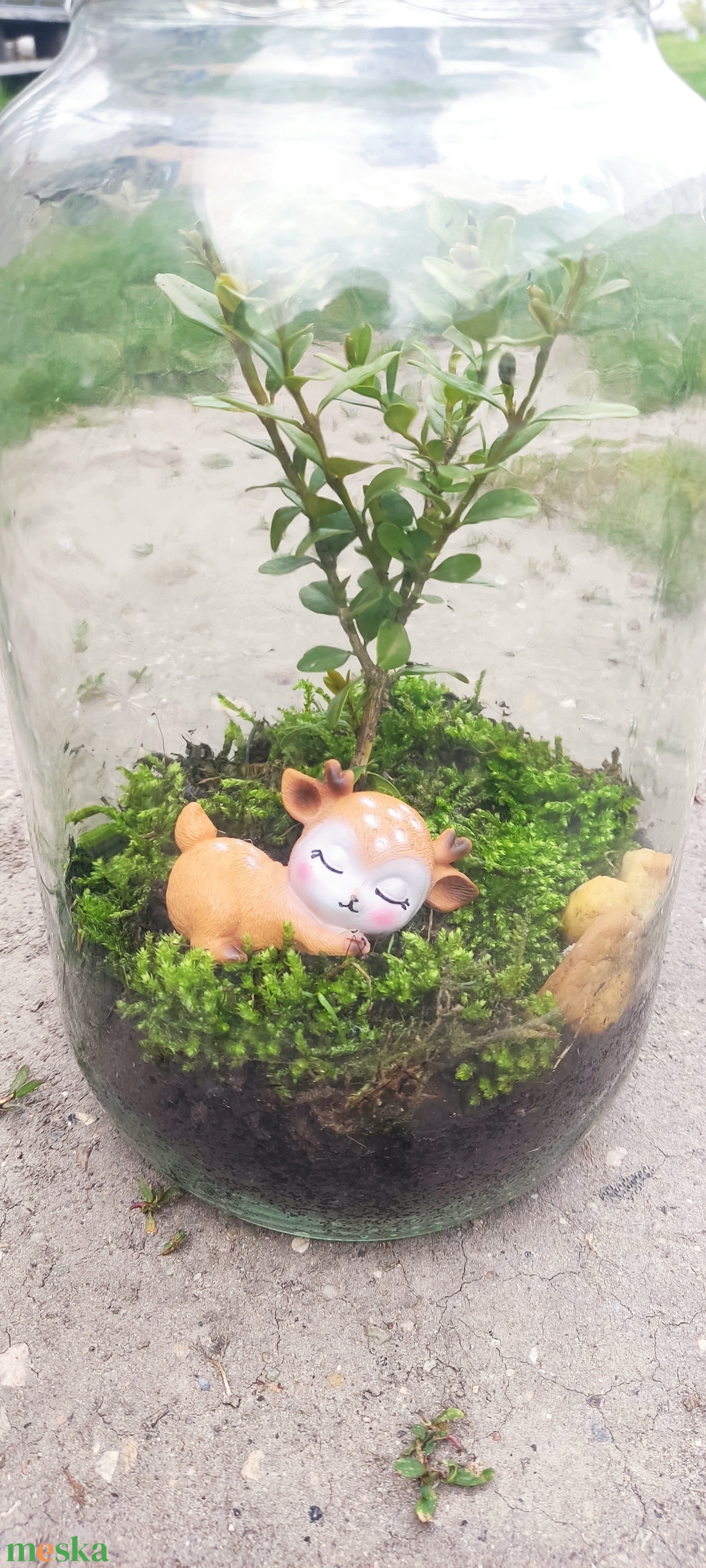 Kézműves florárium őzikével � mohás mini üvegkert  - otthon & életmód - dekoráció - asztal és polc dekoráció - florárium, terrárium - Meska.hu
