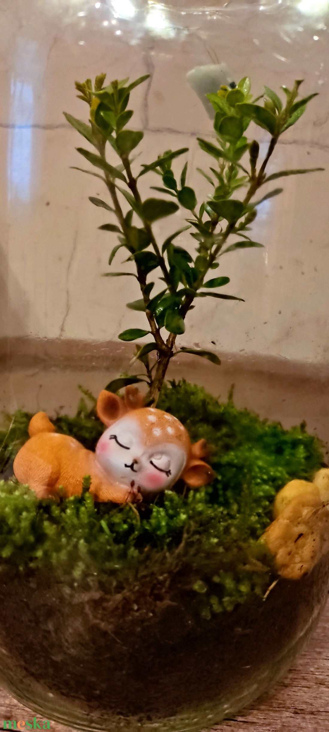 Kézműves florárium őzikével � mohás mini üvegkert  - otthon & életmód - dekoráció - asztal és polc dekoráció - florárium, terrárium - Meska.hu