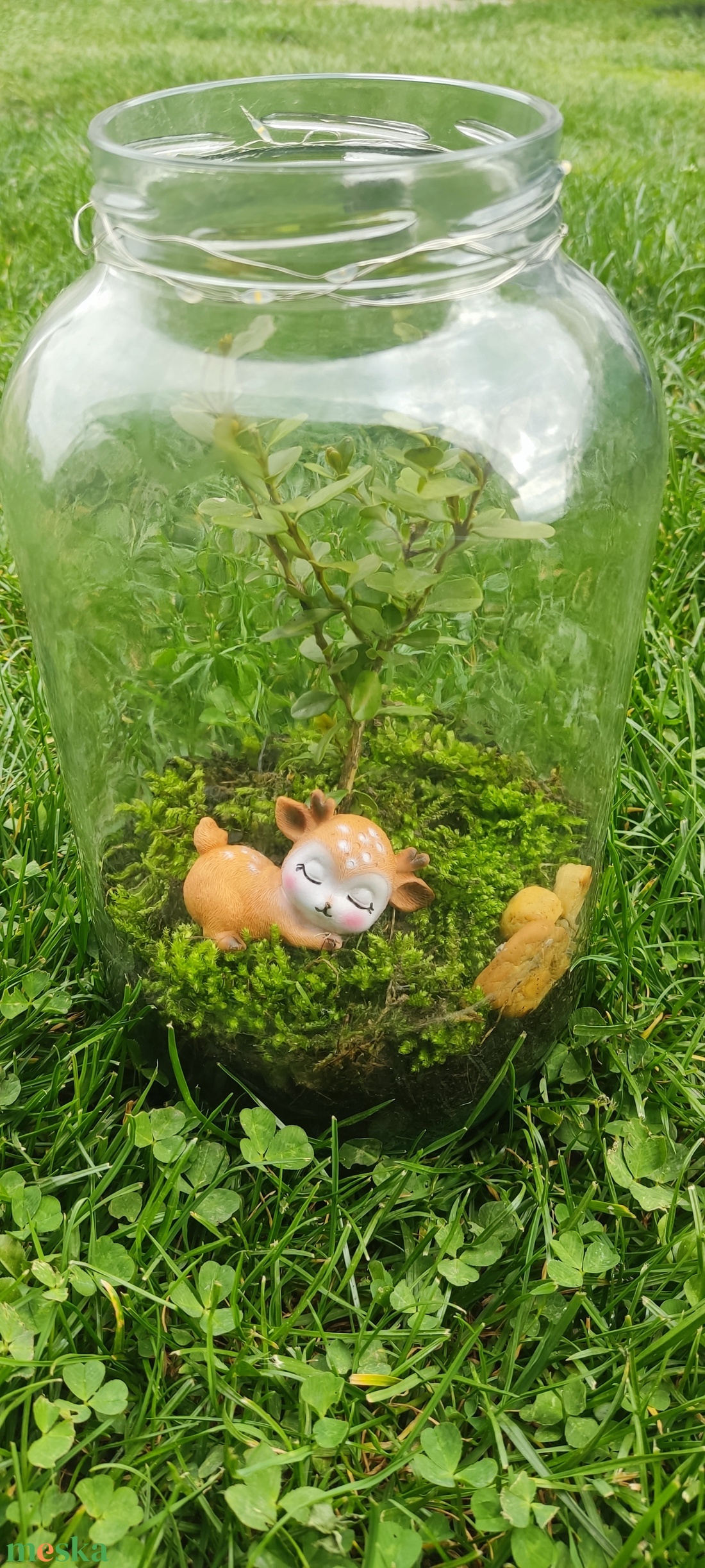 Kézműves florárium őzikével � mohás mini üvegkert  - otthon & életmód - dekoráció - asztal és polc dekoráció - florárium, terrárium - Meska.hu