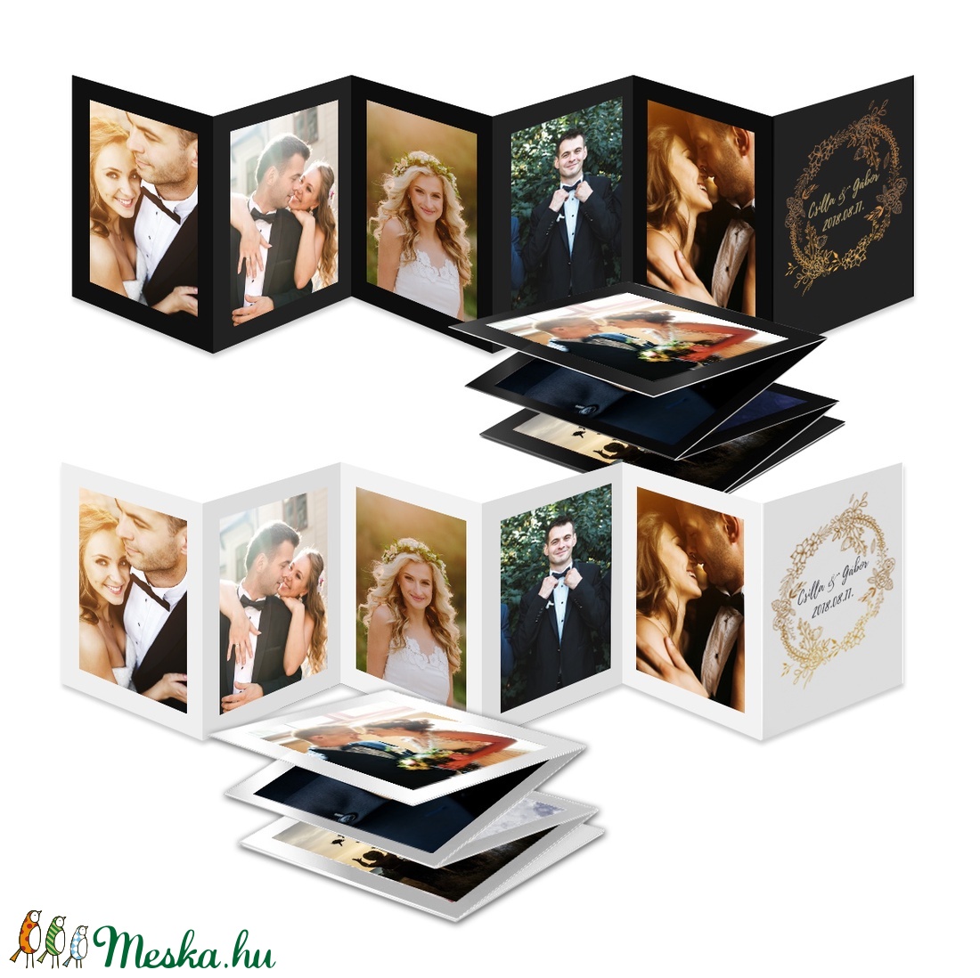 Egyedi 11 fotós Mini Harmonika Fotóalbum - Köszönőajándék / Fénykép album / Menyasszony és Vőlegény nevével 10x7cm-es -  - Meska.hu