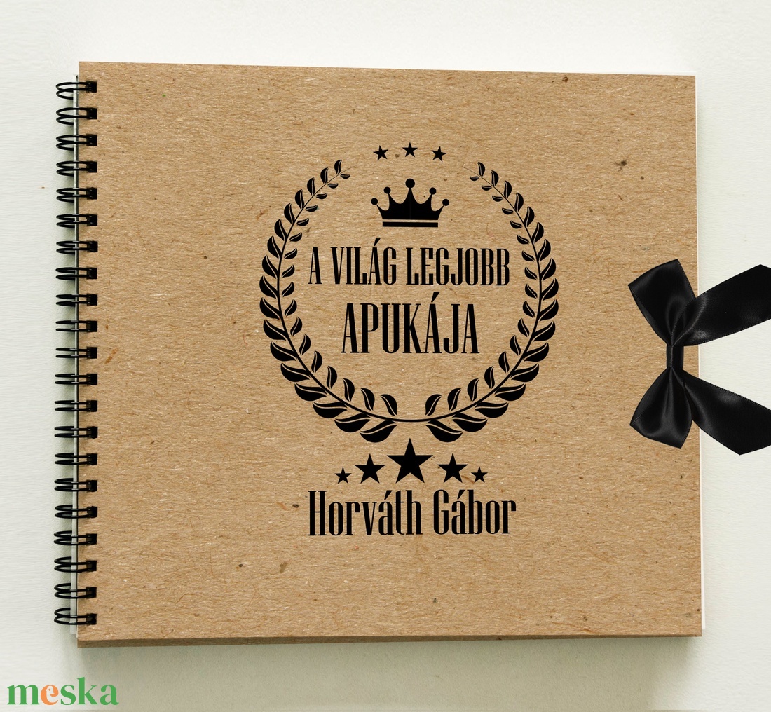 A világ legjobb apukája - ajándék emlékkönyv apák napjára - natúr színű album / ajándék ötlet apáknapja - 21x19cm - otthon & életmód - papír, írószer - album & fotóalbum - Meska.hu