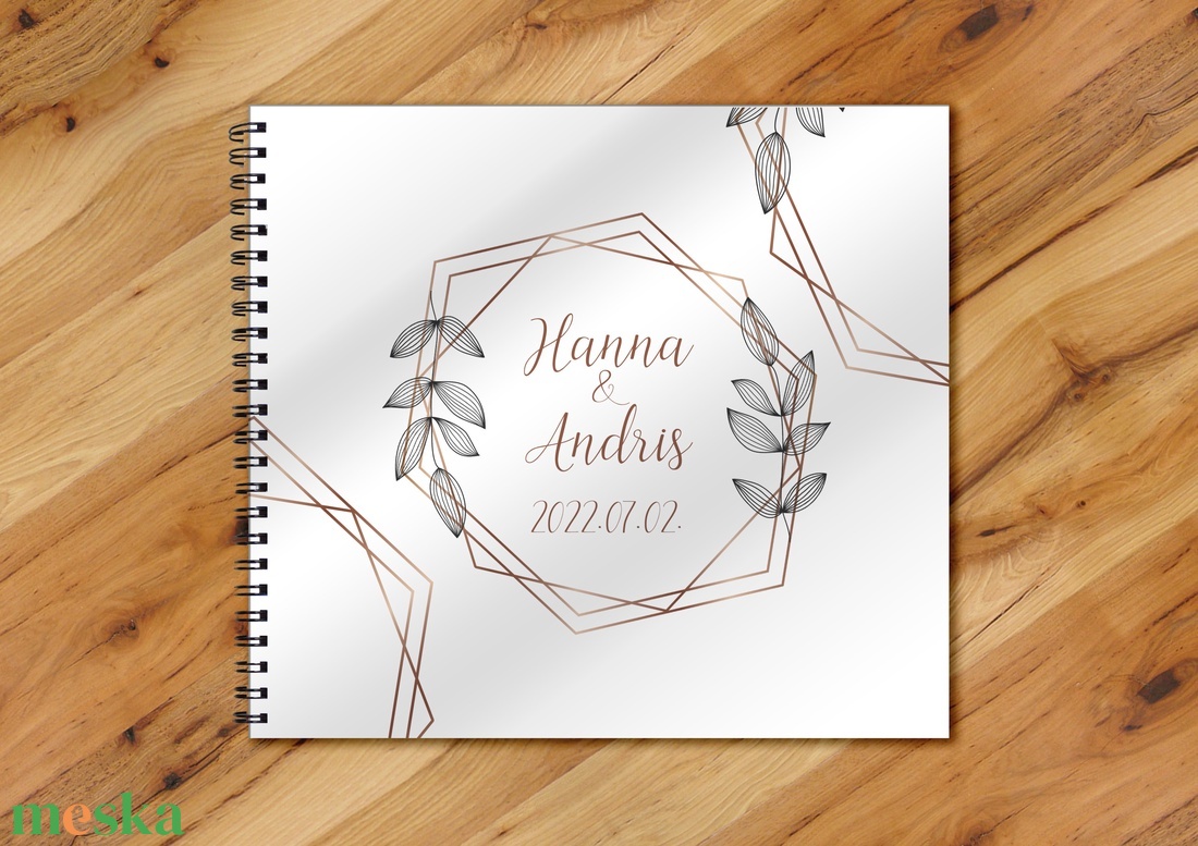 Geometrikus leveles design vendégkönyv / emlékkönyv - egyedi album - esküvői emlék - füzet / napló - 21x19cm  - esküvő - emlék & ajándék - vendégkönyv - Meska.hu