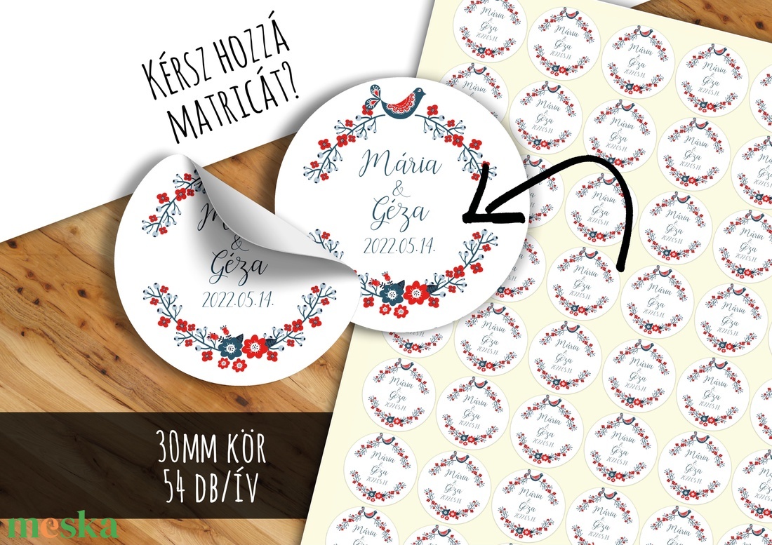 Népies jellegű design vendégkönyv / emlékkönyv - egyedi album - esküvői emlék - füzet / napló - 21x19cm  - esküvő - emlék & ajándék - vendégkönyv - Meska.hu