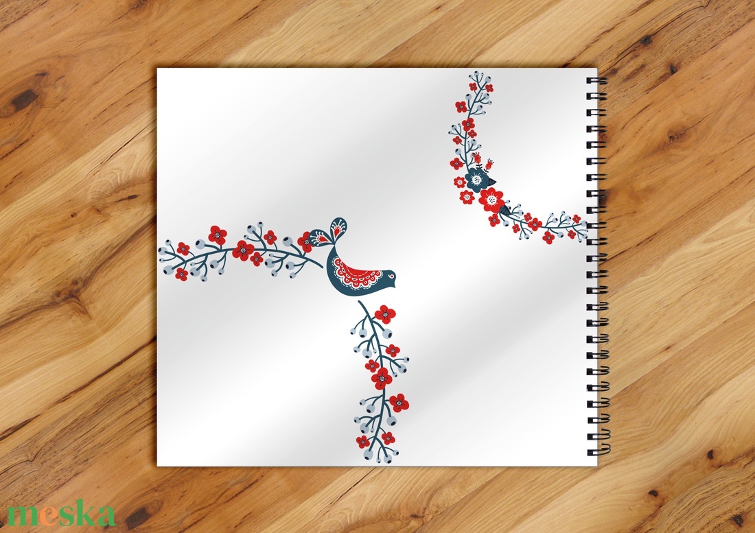 Népies jellegű design vendégkönyv / emlékkönyv - egyedi album - esküvői emlék - füzet / napló - 21x19cm  - esküvő - emlék & ajándék - vendégkönyv - Meska.hu
