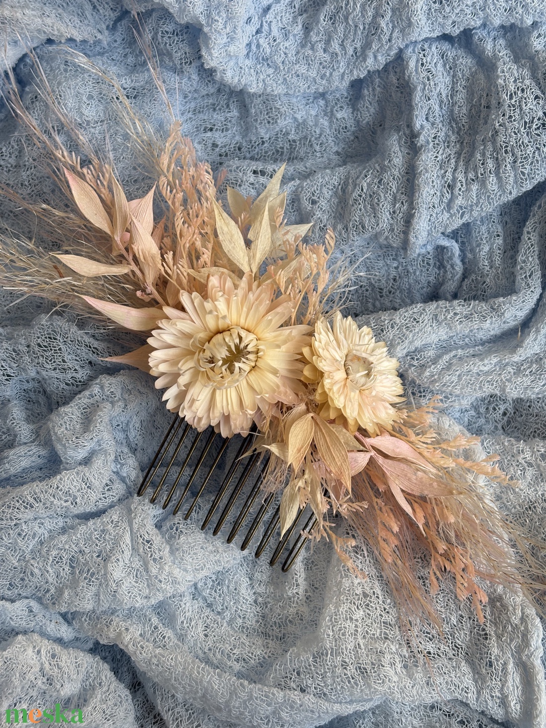 Szárazvirág fejdísz szett - esküvő - hajdísz - fejkoszorú - Meska.hu