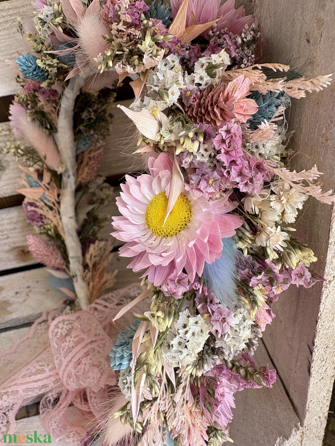 Szárazvirág fejdísz szett - esküvő - hajdísz - fejkoszorú - Meska.hu