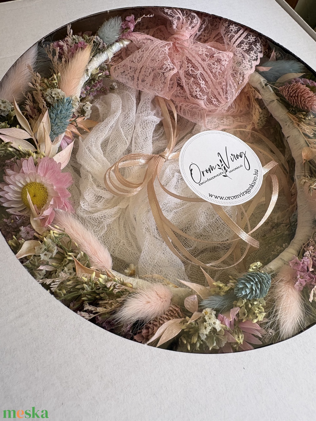 Szárazvirág fejdísz szett - esküvő - hajdísz - fejkoszorú - Meska.hu