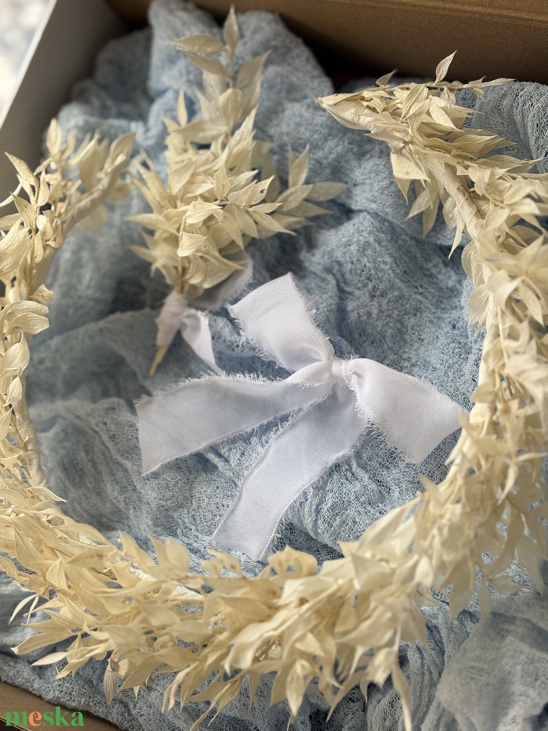 Szárazvirág fejdísz szett - esküvő - hajdísz - fejkoszorú - Meska.hu