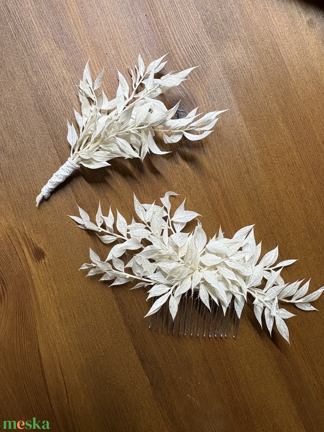 Szárazvirág fejdísz szett - esküvő - hajdísz - fejkoszorú - Meska.hu