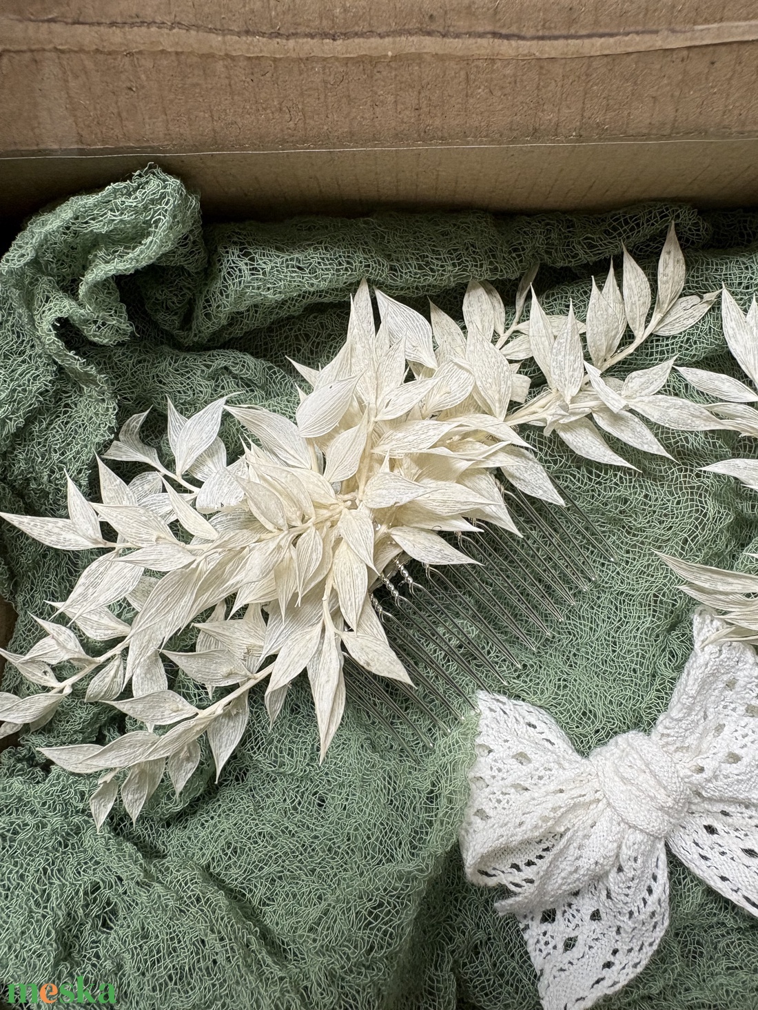 Szárazvirág fejdísz szett - esküvő - hajdísz - fejkoszorú - Meska.hu