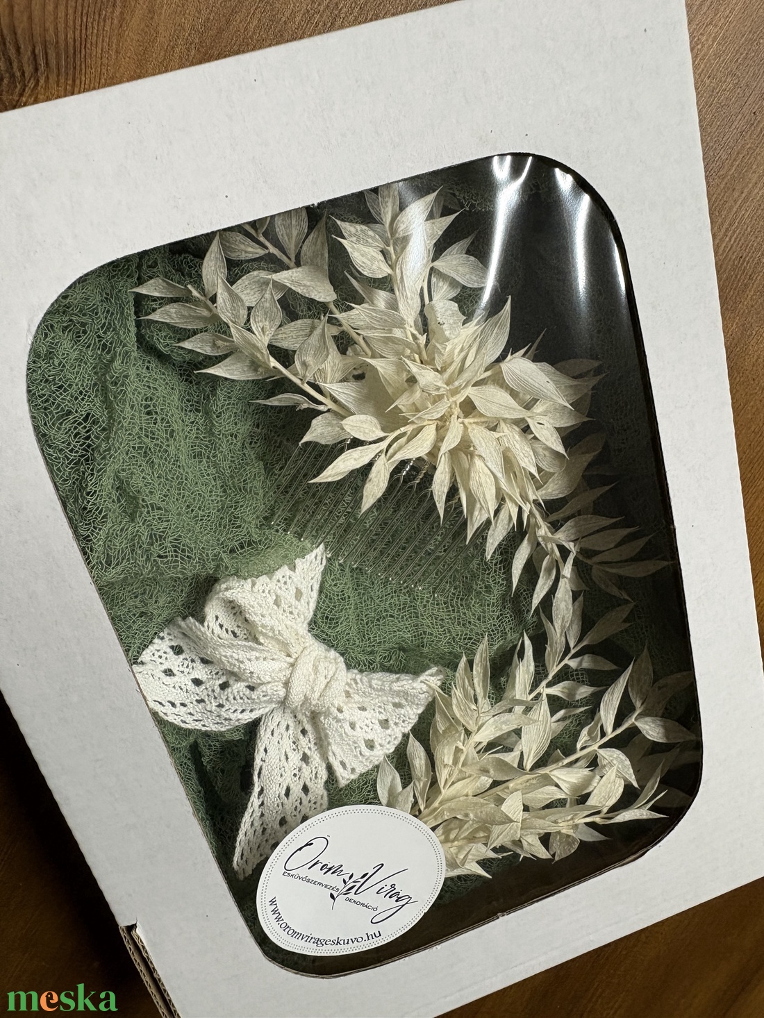 Szárazvirág fejdísz szett - esküvő - hajdísz - fejkoszorú - Meska.hu