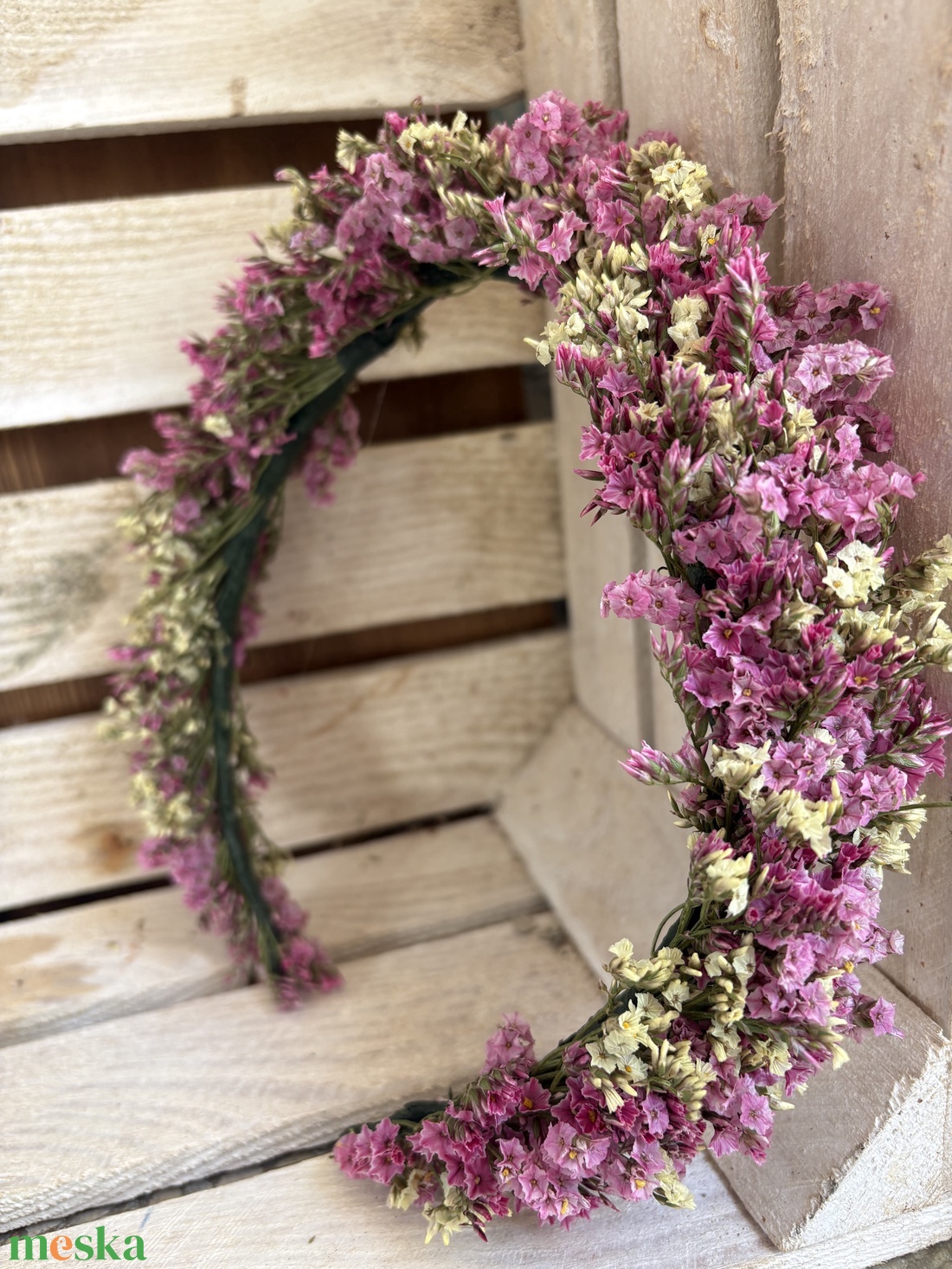 Szárazvirág fejdísz szett - esküvő - hajdísz - fejkoszorú - Meska.hu