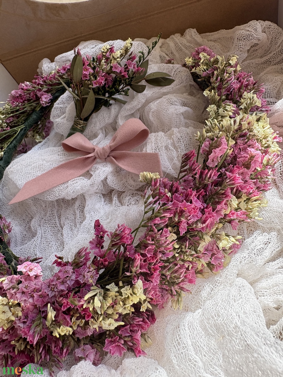 Szárazvirág fejdísz szett - esküvő - hajdísz - fejkoszorú - Meska.hu