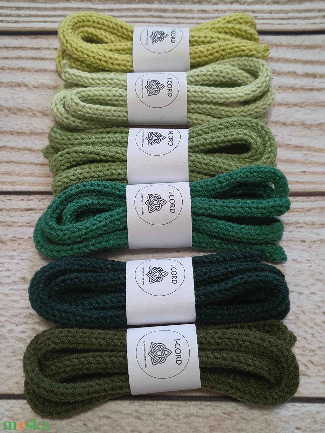 I-CORD fonal - zöld színek (1-6) - kellékek & szerszámok - rövidáru - fonal, cérna - kevert fonal - Meska.hu