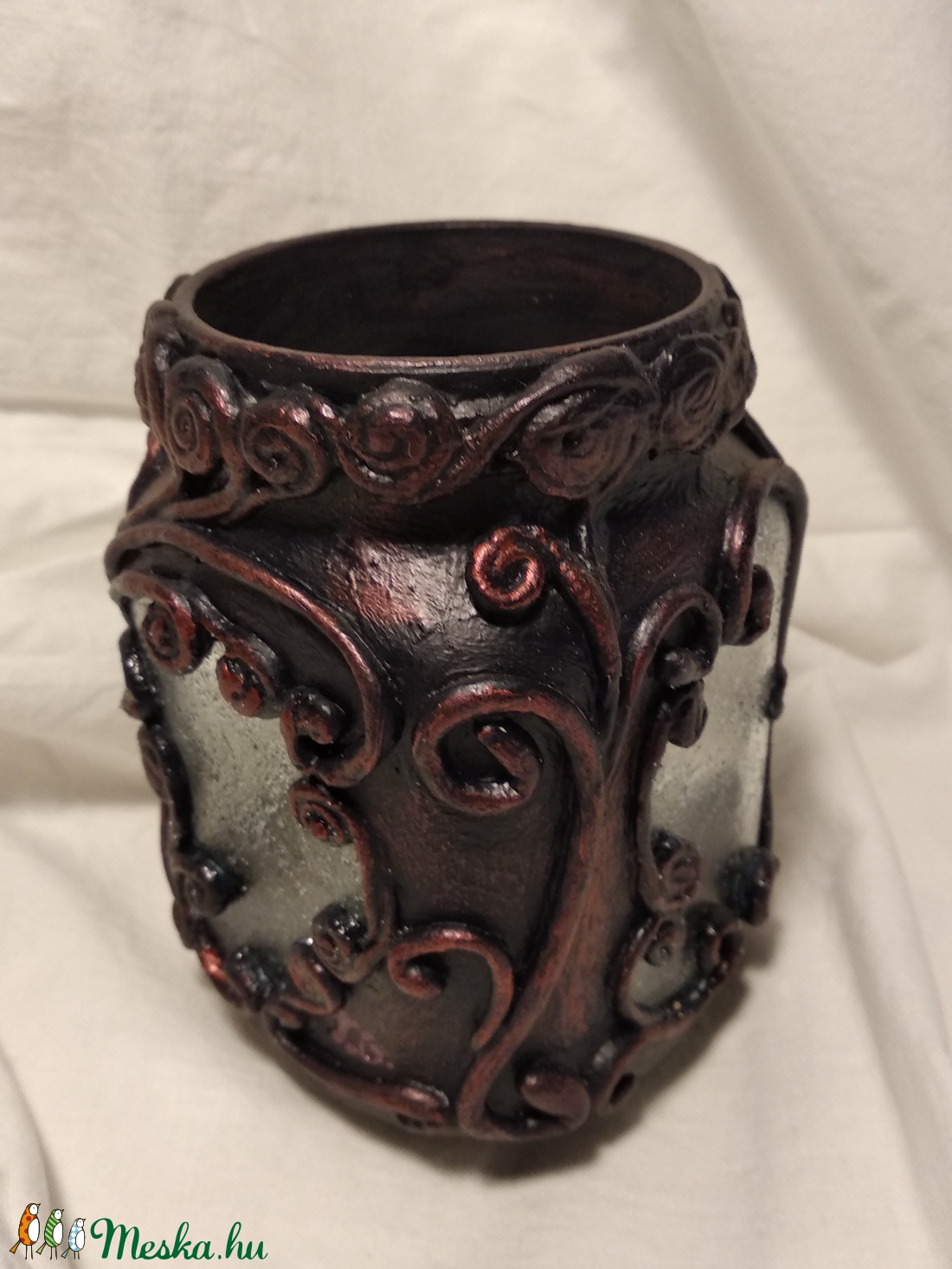 Mécses tartó padlizsán színben - otthon & életmód - gyertya, illat, aroma - mécses és mécsestartó - Meska.hu