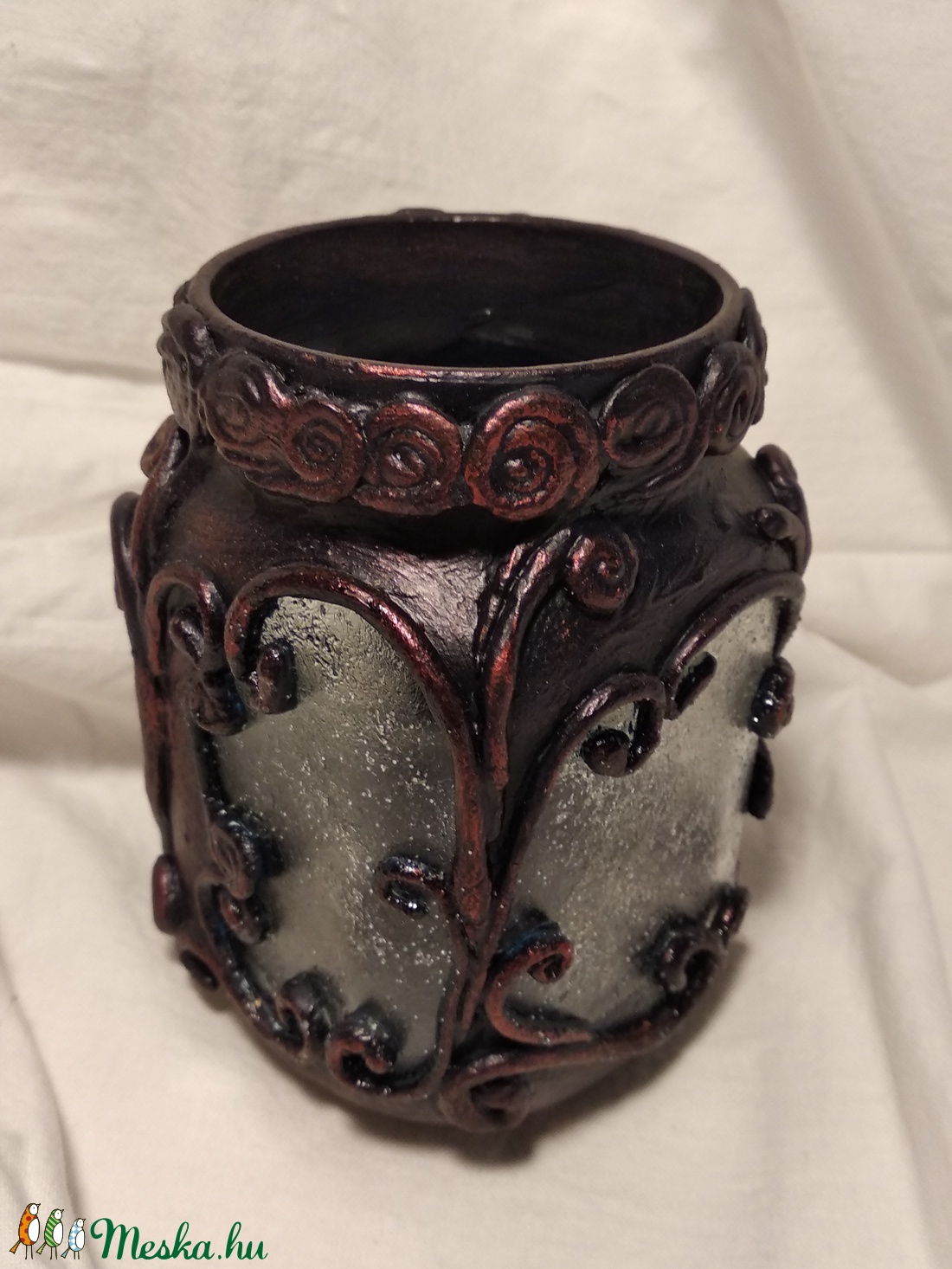 Mécses tartó padlizsán színben - otthon & életmód - gyertya, illat, aroma - mécses és mécsestartó - Meska.hu