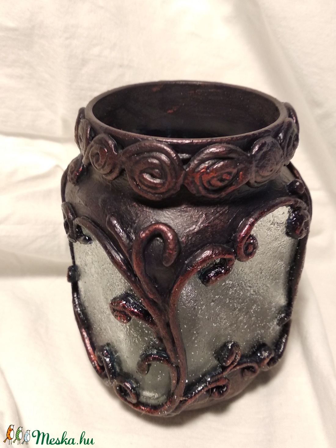 Mécses tartó padlizsán színben - otthon & életmód - gyertya, illat, aroma - mécses és mécsestartó - Meska.hu