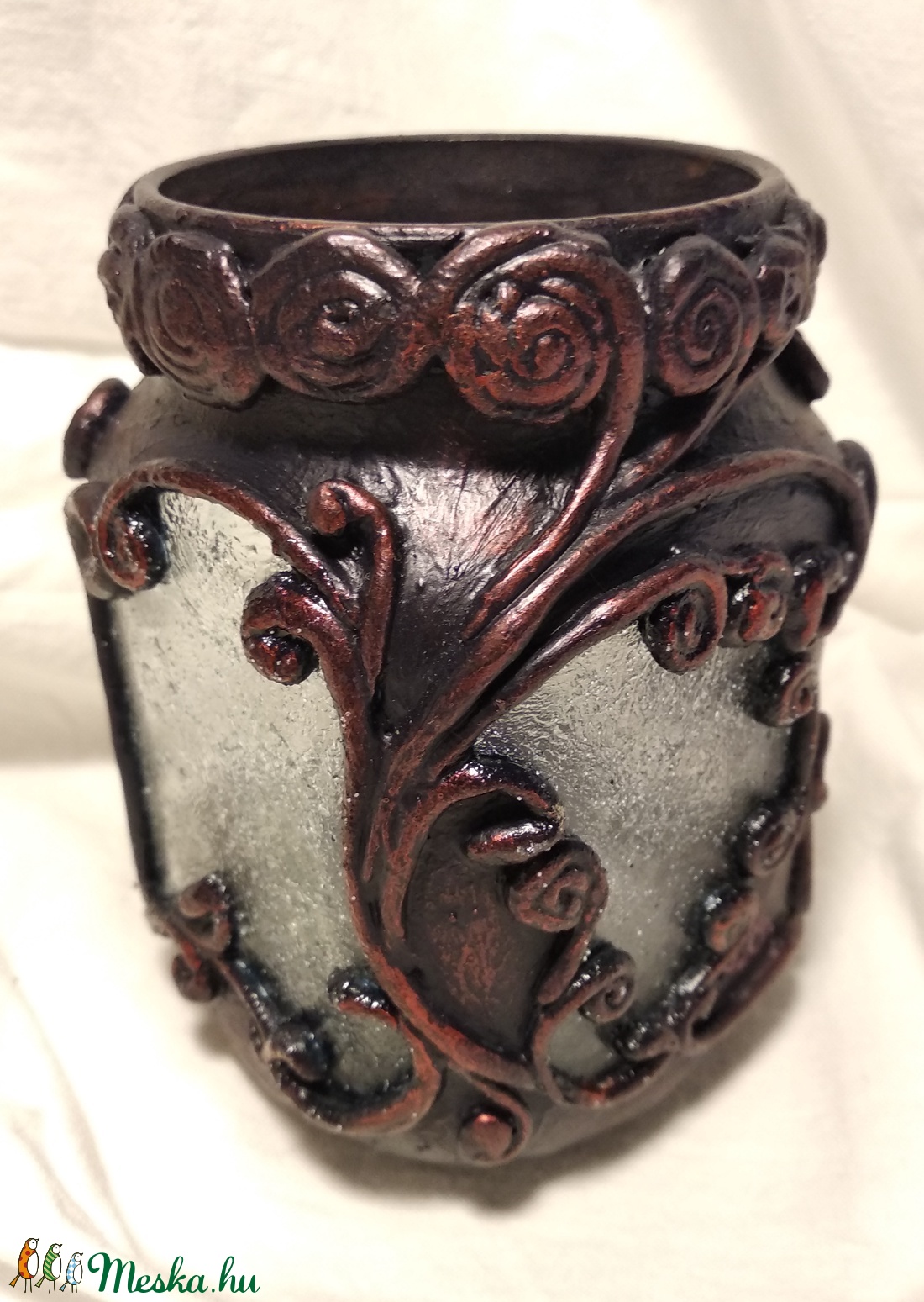 Mécses tartó padlizsán színben - otthon & életmód - gyertya, illat, aroma - mécses és mécsestartó - Meska.hu