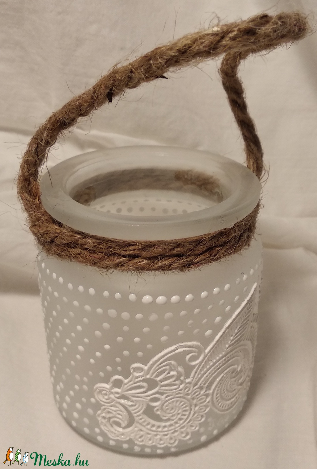 Mécses tartó csipke mintával és pöttyökkel; 8 cm-es - otthon & életmód - gyertya, illat, aroma - mécses és mécsestartó - Meska.hu